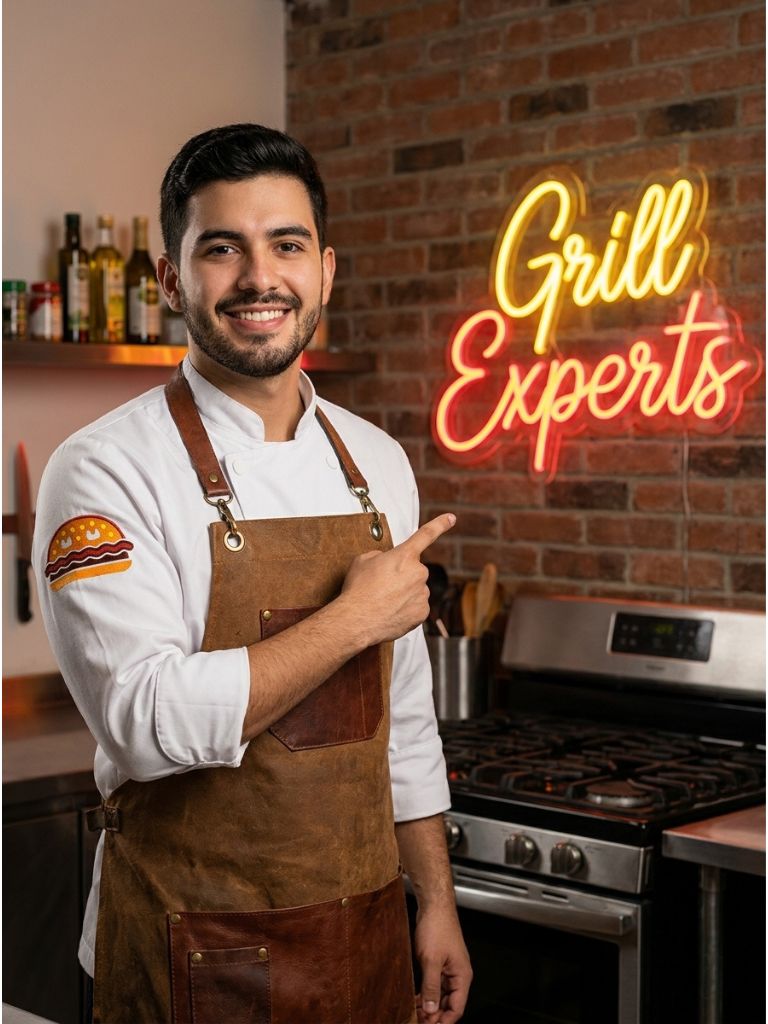 Maestro parrillero recomendando el producto